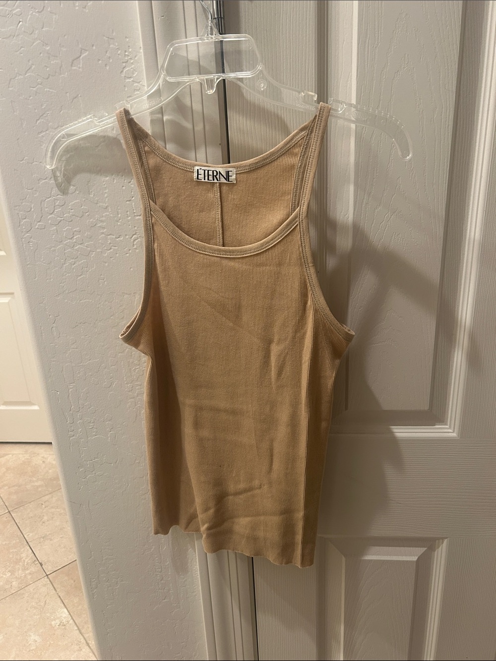 Eterne Ribbed Tank Top in Light Beige